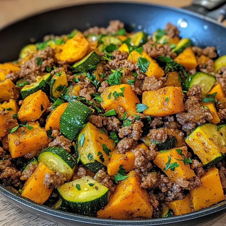 Ground Beef Zucchini Sweet Potato Skillet