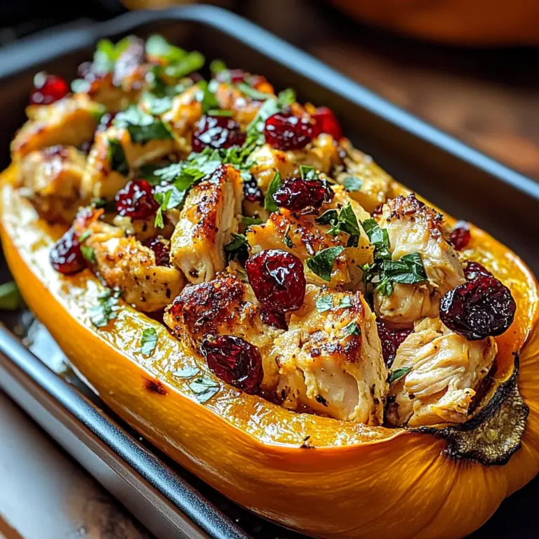 Sweet and Savory Honey Roasted Butternut Squash Stuffed with Chicken