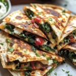 Mediterranean Quesadillas with Spinach, Feta, Mozzarella, and Red Onion