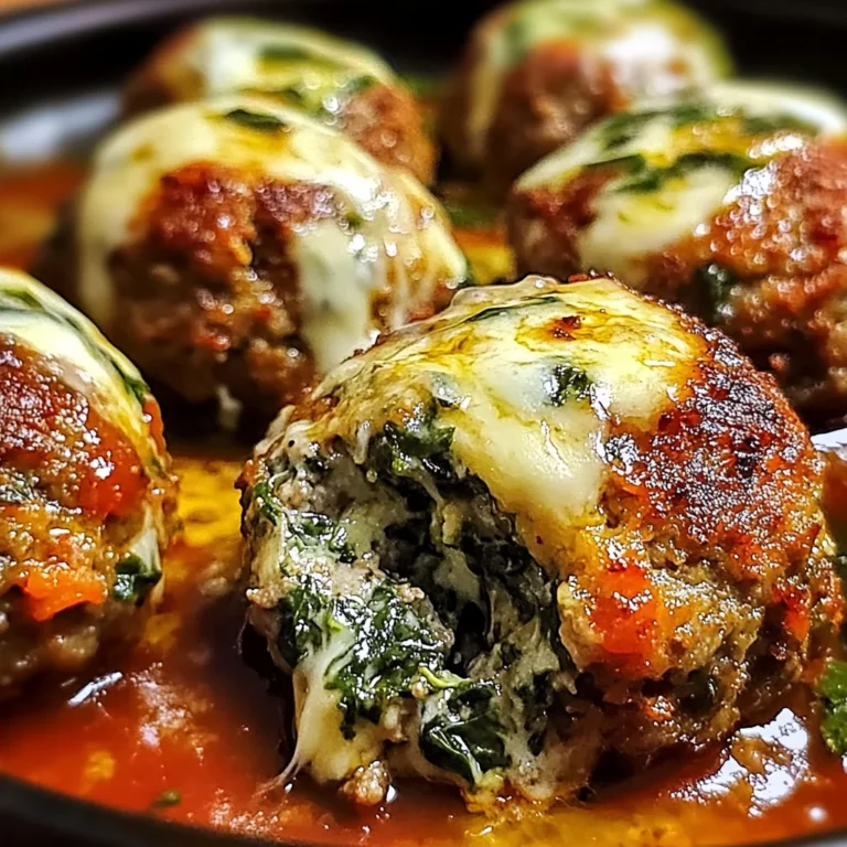 Spinach Garlic Meatballs Stuffed with Mozzarella