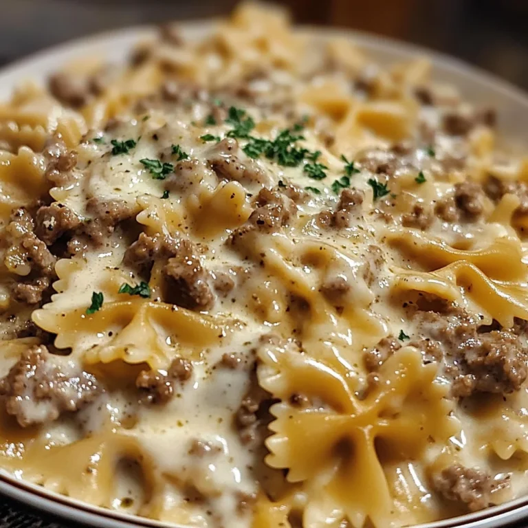 Garlic Parmesan Bowtie Pasta with Creamy Beef
