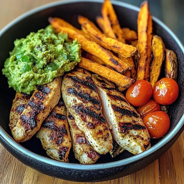 Grilled Chicken with Sweet Potato Fries & Chunky Guac