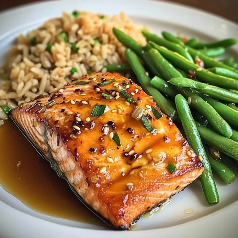 Honey Garlic Salmon with Brown Rice & Green Beans