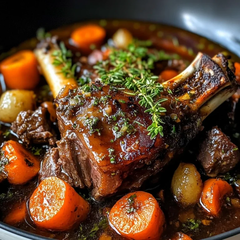 Red Wine Braised Lamb Shank with Carrots & Herbs