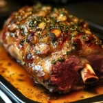 Roasted Lamb Leg with Honey-Dijon Glaze