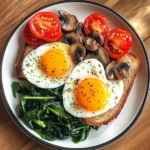 Savory Breakfast Plate with Soft Eggs, Toast & Greens