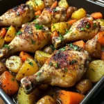Baked Chicken Drumsticks with Roasted Veggies