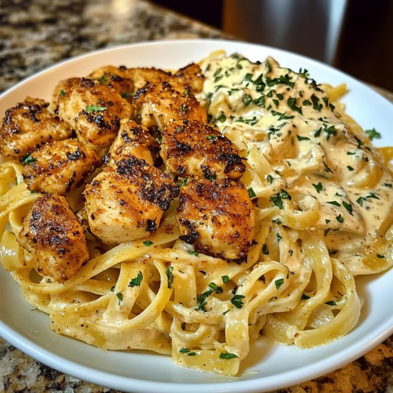 Cajun Chicken Bites with Cheesy Alfredo Linguine