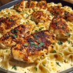 Cheesy Garlic Chicken with Cajun Alfredo Bowties