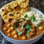 Coconut Beef & Chickpea Curry with Garlic Naan