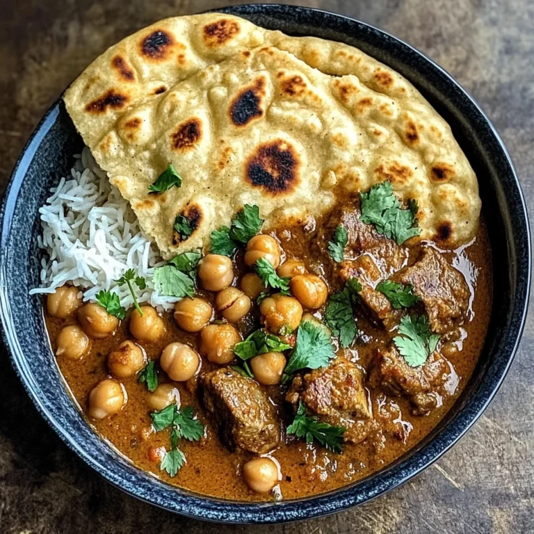 Coconut Lamb Curry with Chickpeas and Garlic Naan