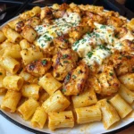 Creamy Cajun Garlic Butter Chicken Rigatoni with Mozzarella & Parmesan