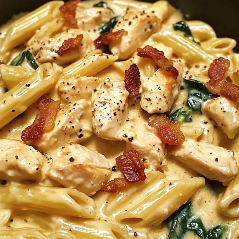 Creamy Chicken Pasta with Bacon and Spinach