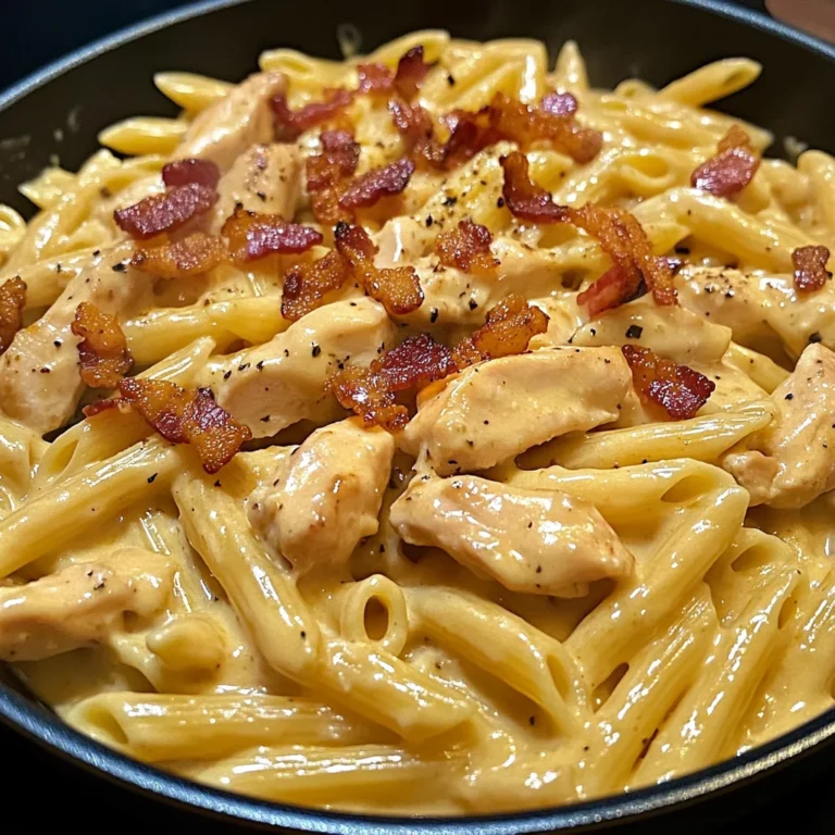 Creamy Honey Dijon Chicken Pasta with Crispy Bacon