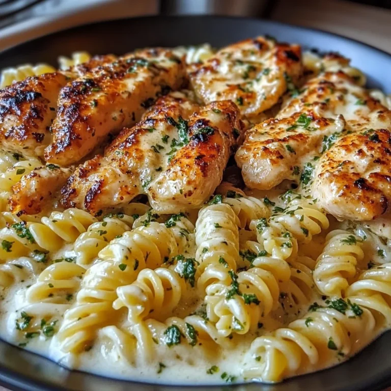 Creamy Parmesan Chicken with Twisted Pasta and Garlic Sauce
