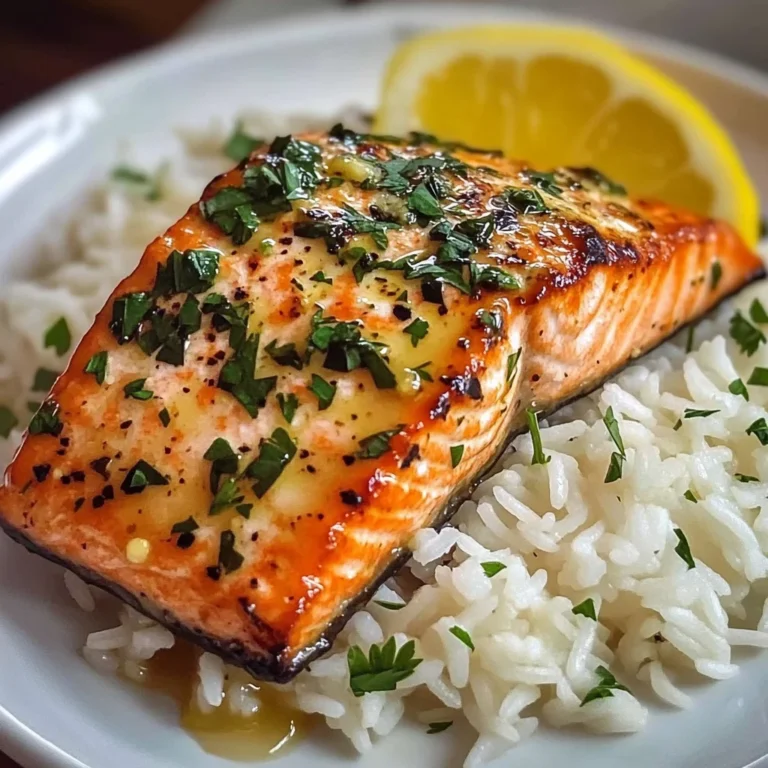 Garlic Butter Salmon with Fluffy White Rice