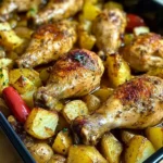 Golden-Baked Chicken Drumsticks with Crispy Potatoes