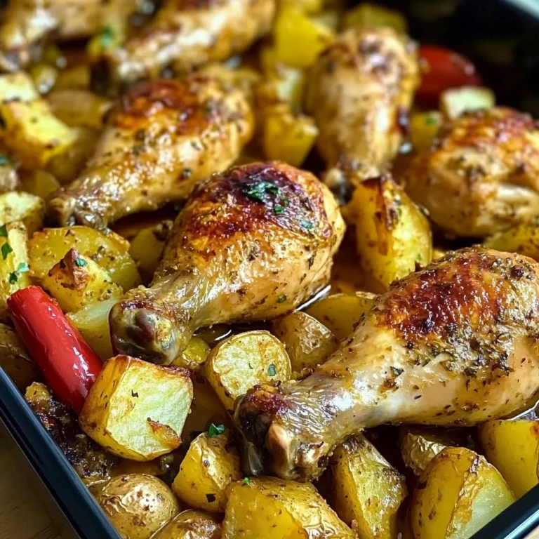 Golden-Baked Chicken Drumsticks with Crispy Potatoes