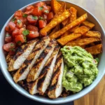Grilled Chicken Power Bowl with Sweet Potato Fries & Guac