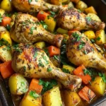 Herb-Roasted Chicken Drumsticks with Baked Mixed Veggies