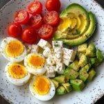 Mediterranean Breakfast Plate with Eggs, Feta & Avocado