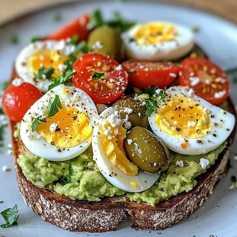 Mediterranean Egg & Avocado Toast with Feta, Olives & Tomatoes
