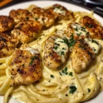 Mozzarella Alfredo Chicken Linguine with Parmesan Garlic