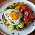 Poached Egg & Avocado Brunch Plate with Roasted Peppers