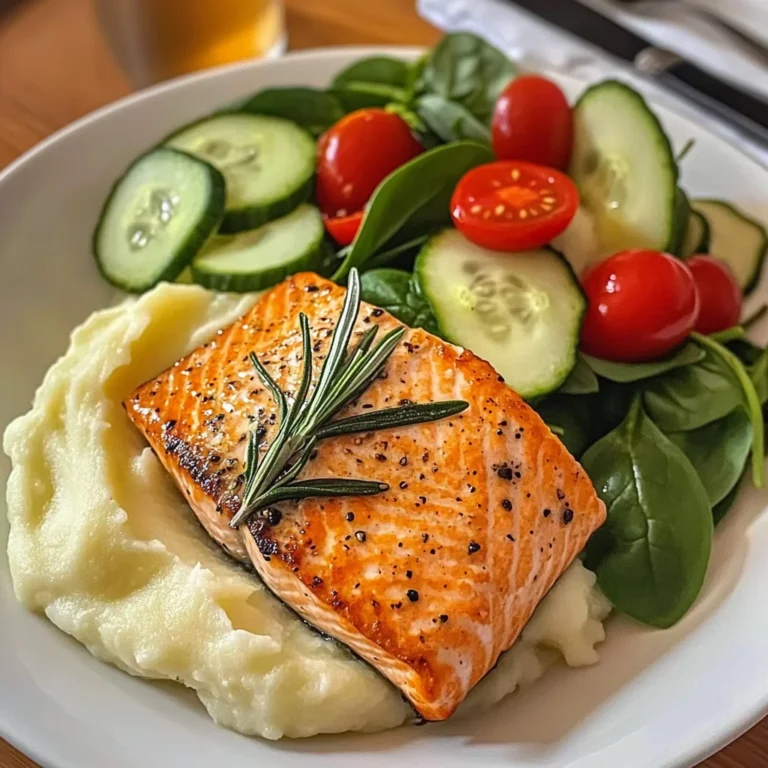 Rosemary Salmon with Mashed Potatoes & Fresh Garden Salad