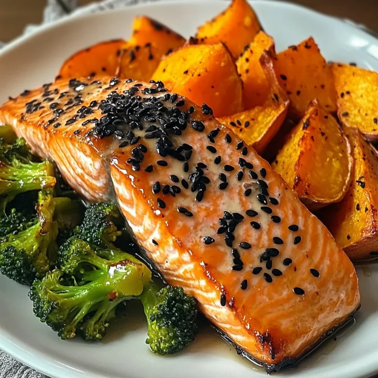 Sesame Glazed Salmon with Sweet Potato Wedges & Broccoli