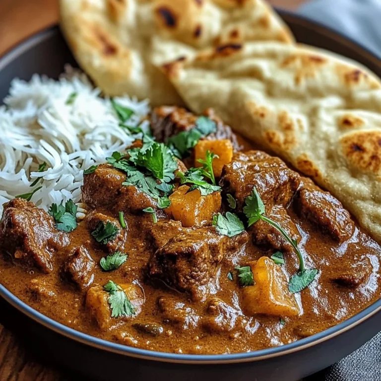 Slow-Cooked Beef Curry with Garlic Naan