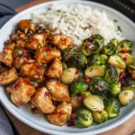 Air Fryer Sweet Chili Chicken and Brussels Sprouts