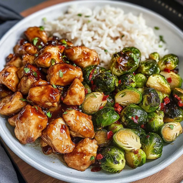 Air Fryer Sweet Chili Chicken and Brussels Sprouts