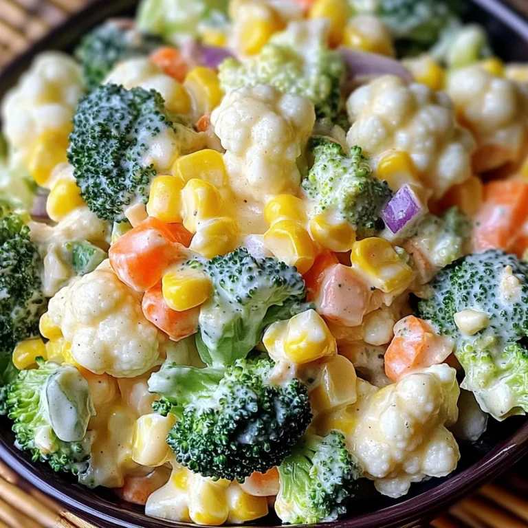 Creamy Broccoli Cauliflower Corn Salad