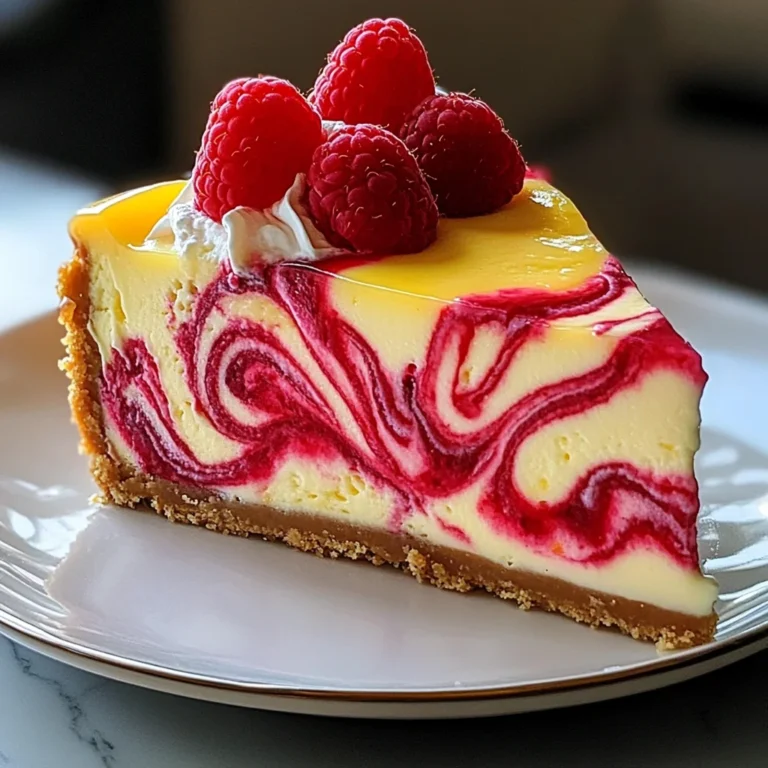 Luscious Lemon Raspberry Swirl Cheesecake