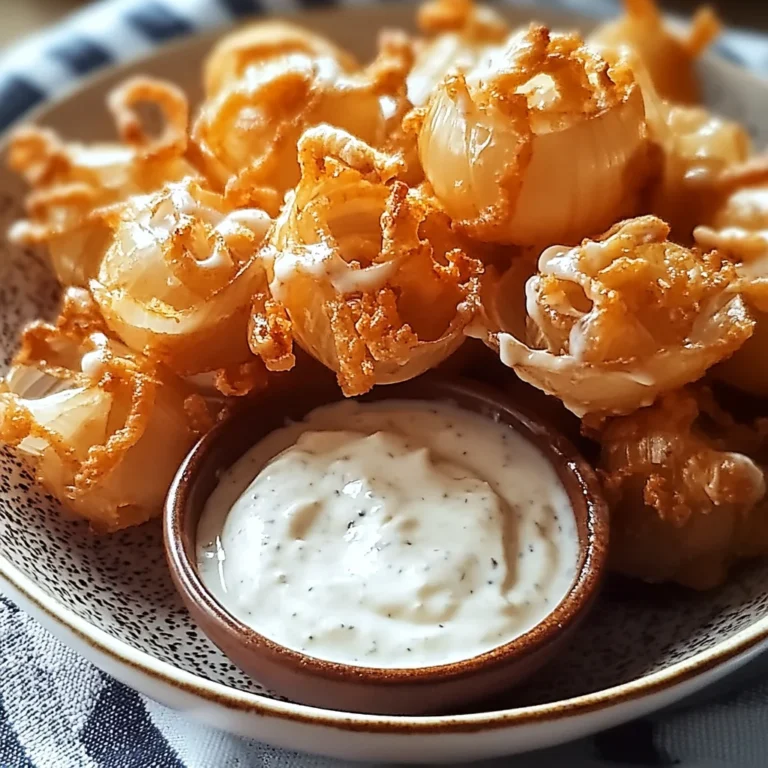 Bite-Sized Blooming Onions with Buttermilk Ranch Dip Delight