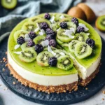 No Bake Kiwi Cheesecake - Veganer Käsekuchen ohne Backen