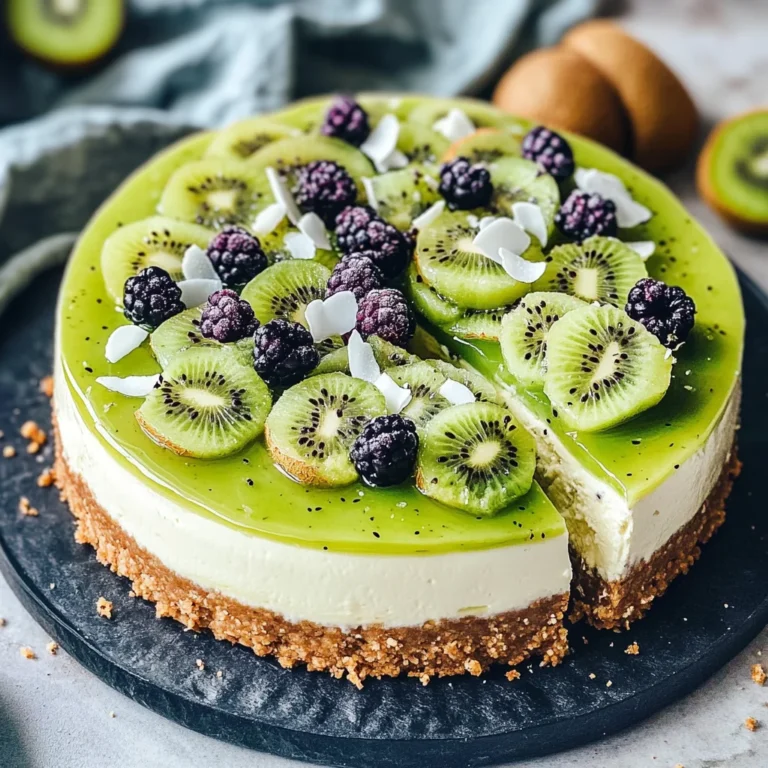 No Bake Kiwi Cheesecake - Veganer Käsekuchen ohne Backen