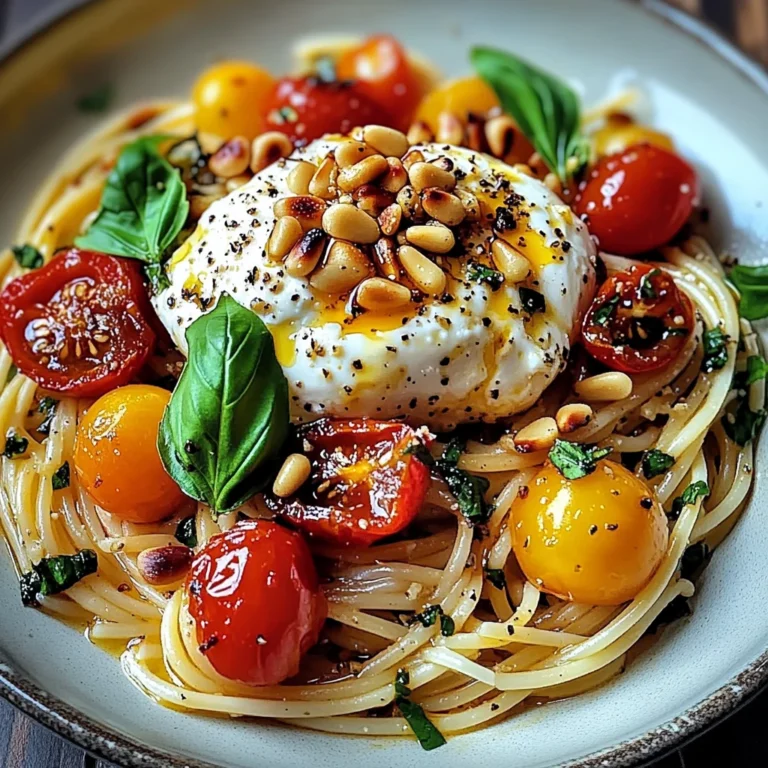 Pâtes au Soleil: Burrata, Tomates Confites et Pignons